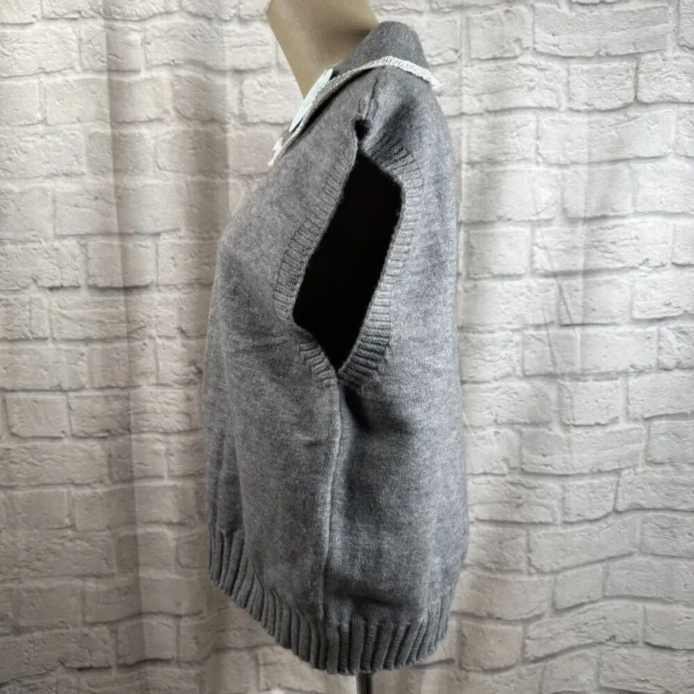 Cloud Ten Knit Lace Trim Sweater Vest Women's Small Sleeveless NWT